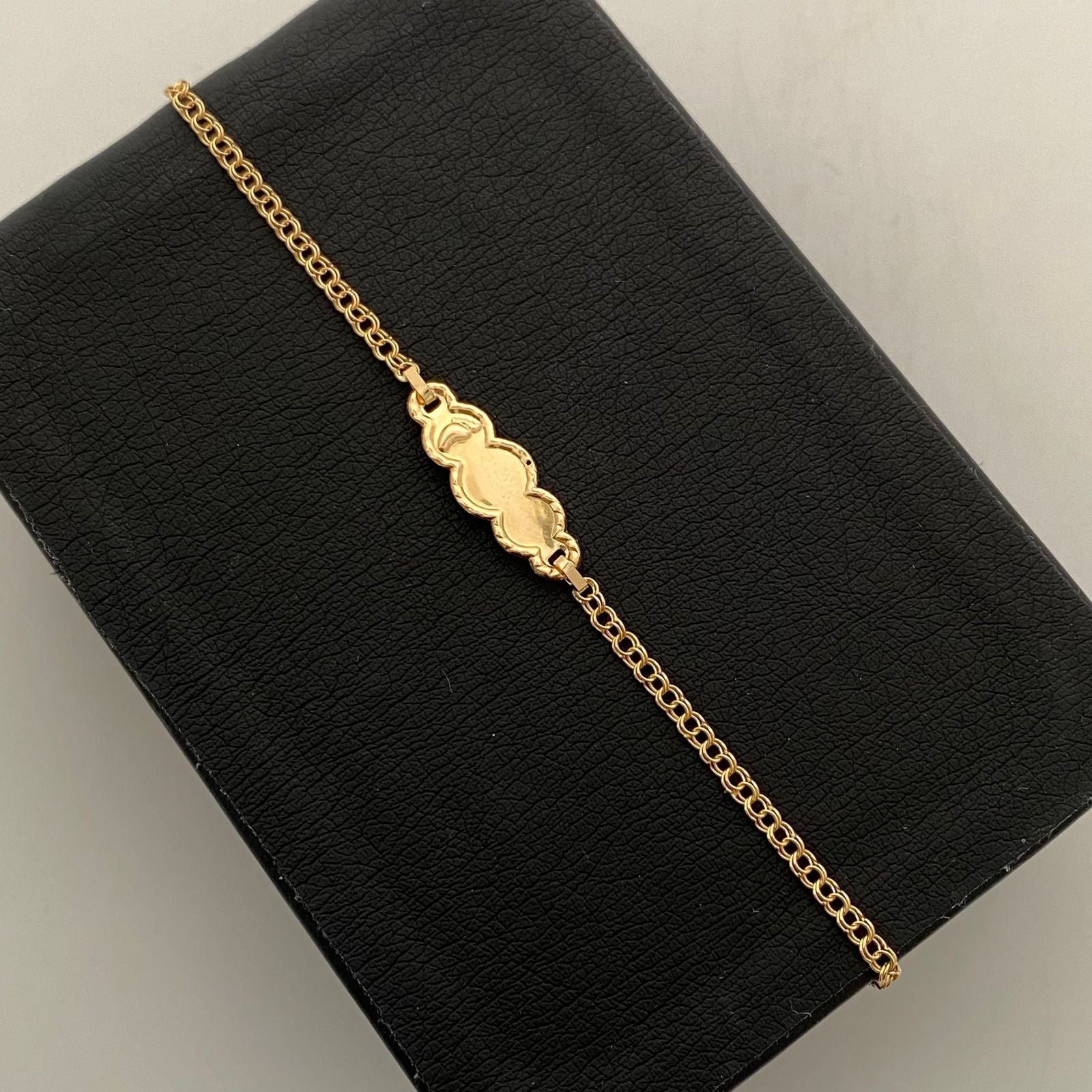 Pulso bebé Placa Nube Huella Aro Seguido Oro amarillo 18k 1,35 Gr / 0,09 mm / 15 Cm Broche 0,15