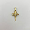 Dije cruz clavo corona de espinas blanca Oro amarillo 2,8 Gr / 3,2 Cm