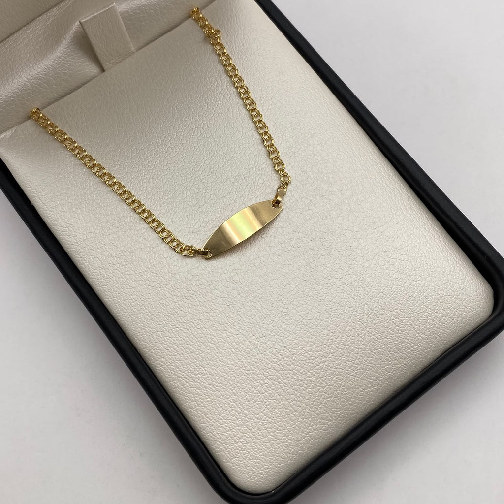 Pulso bebé placa ovalo aro seguido Oro amarillo 1,40 Gr / 15 Cm  Broche 0,15
