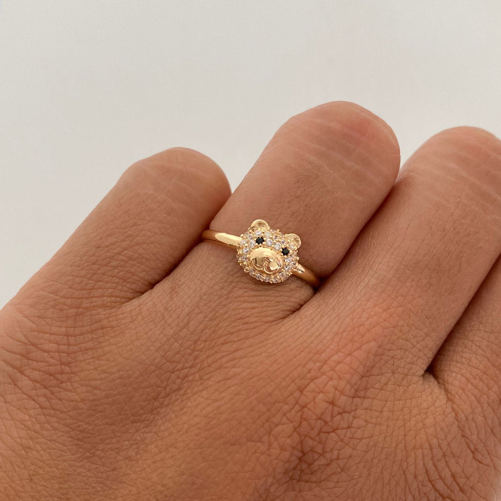 Anillo oso circones  Oro amarillo 18k / Talla 6 / 1,55 Gr / 1,7 mm