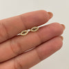 Topos Ojo Circones Blancos y Negro Oro amarillo 18k 1,1 Gr / 9,1 mm