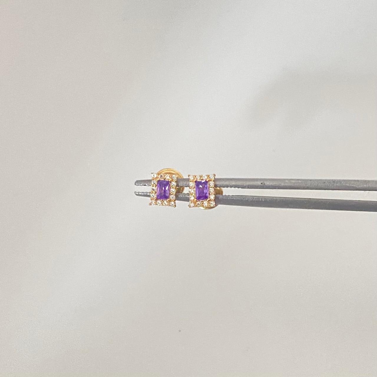 Topos halo rectanculo centro morado Oro amarillo 18k 0,75 Gr / 4,5 mm