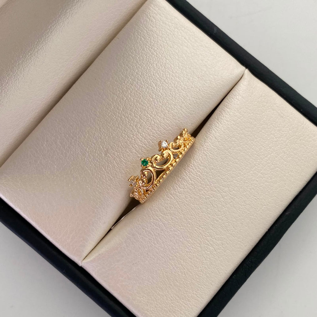 Anillo 15 Casting verde Oro amarillo 18k / Talla 7 / 2,45 Gr