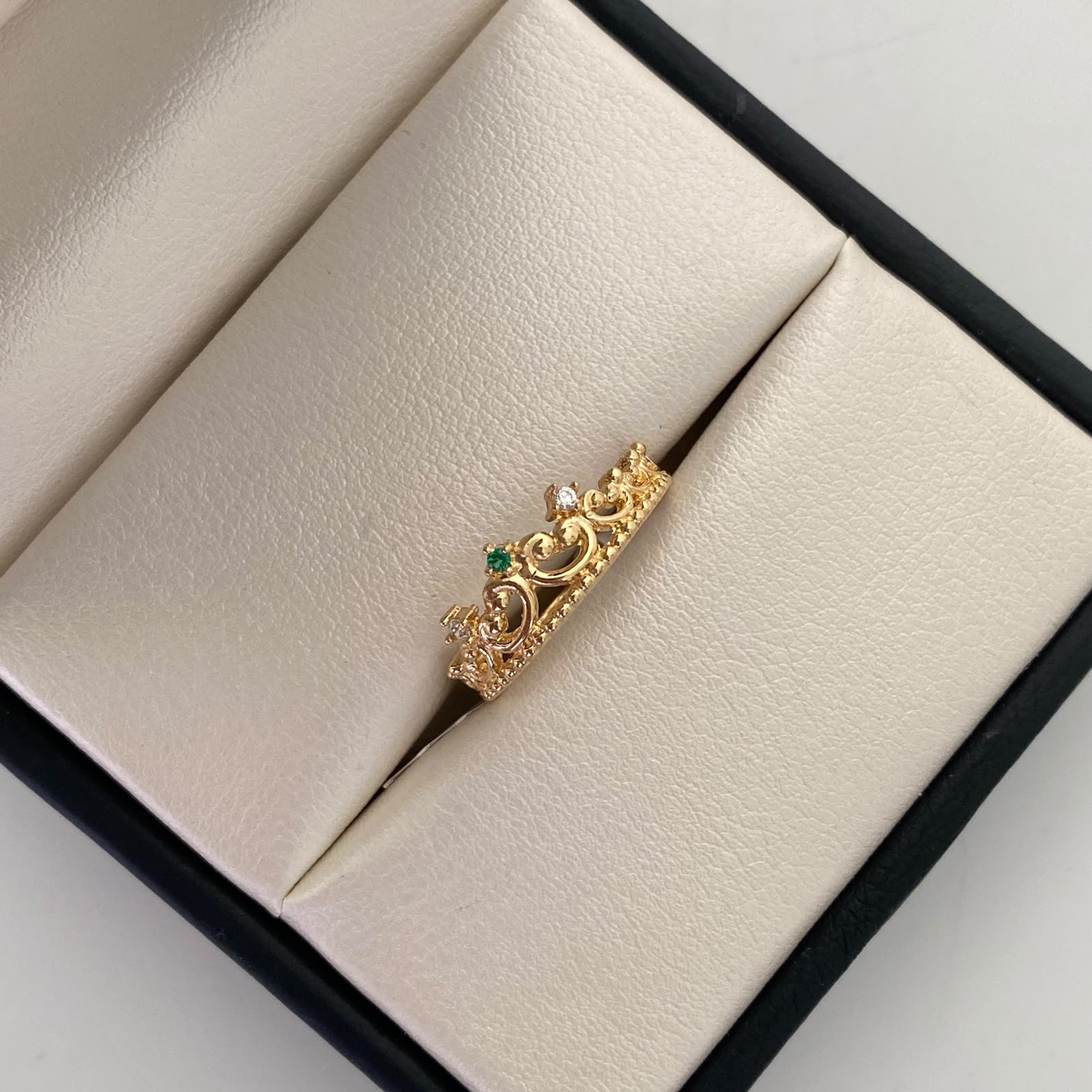 Anillo 15 Casting verde Oro amarillo 18k / Talla 7 / 2,45 Gr