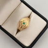Anillo flor diamantada con cirdon verde Oro amarillo 18k / Talla 9 3/4 / 2,3 Gr