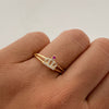 Anillo 15 Corona Circon fucsia Oro amarillo 18k / Talla 6 1/2 / 2,05 Gr