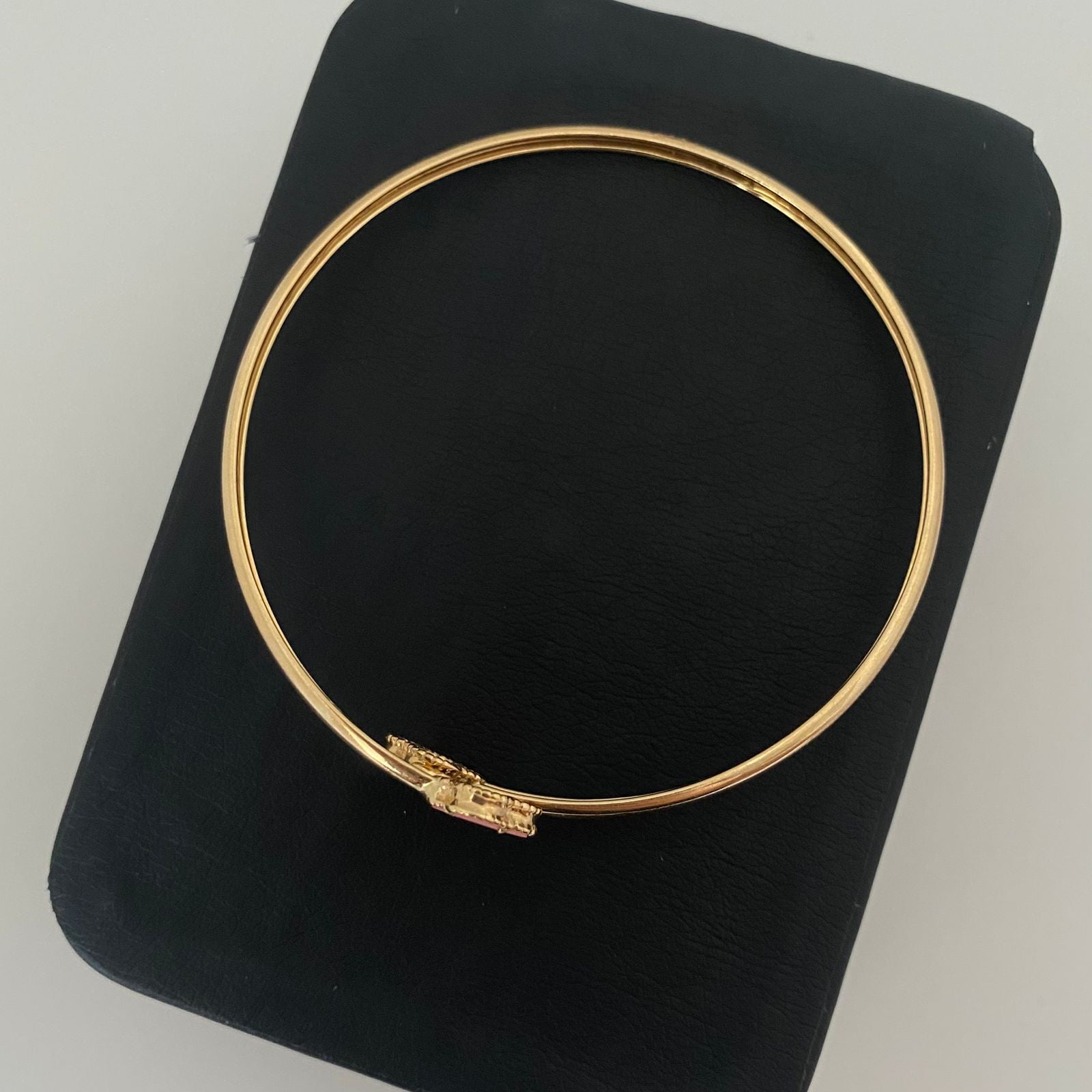 Aro trebol fondo rosa Oro amarillo 18k +1 / 4,65 Gr / 3,0 mm / 19 Cm