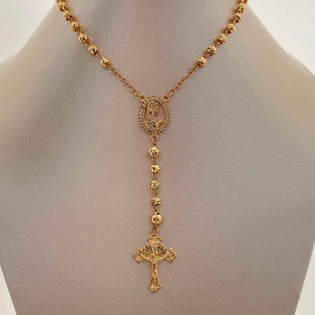 Rosario Niña Maria Casting Oro amarillo 18k 12,70 Gr / 4 mm / 60 Cm Broche 0,40