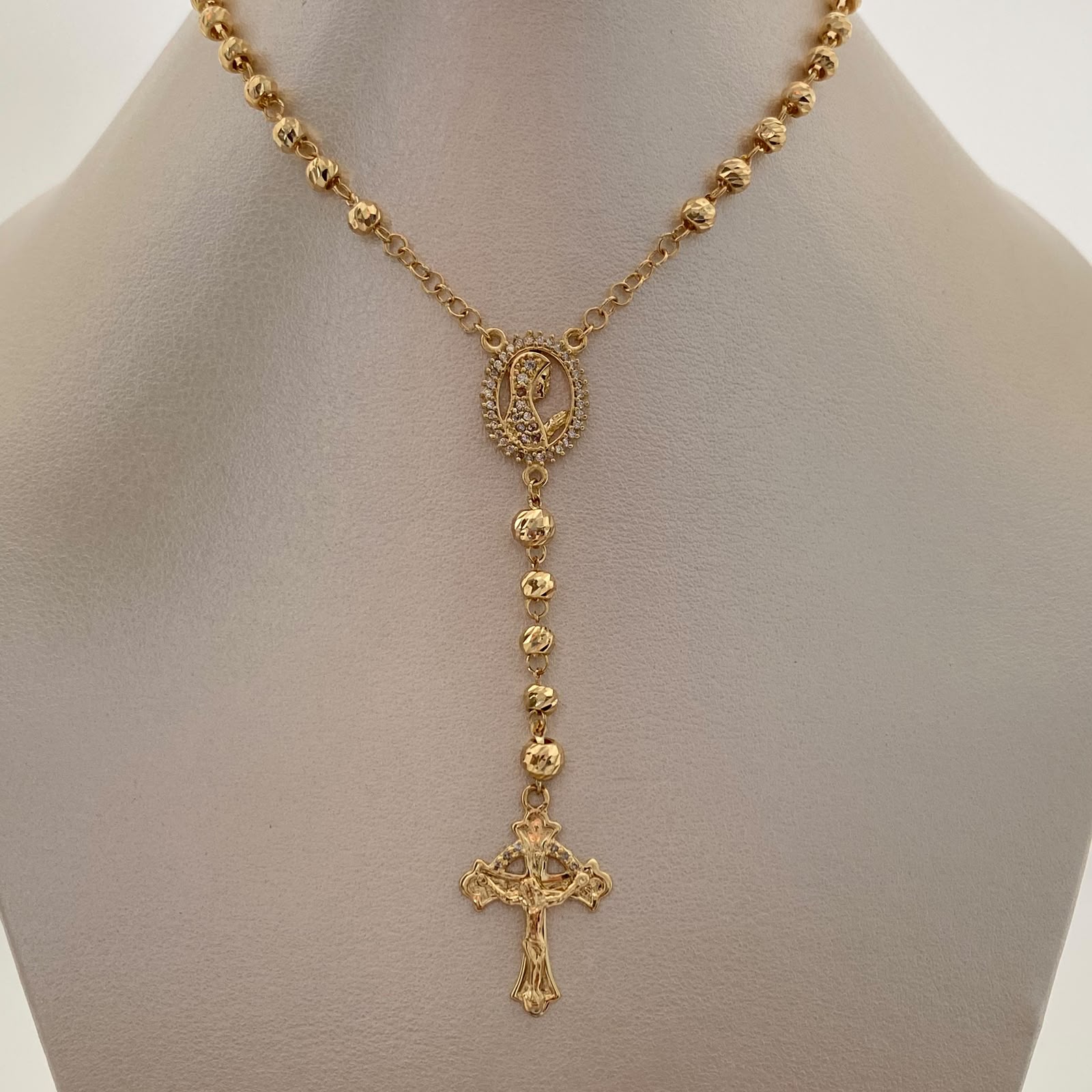 Rosario Niña Maria Casting Oro amarillo 18k 12,70 Gr / 4 mm / 60 Cm Broche 0,40