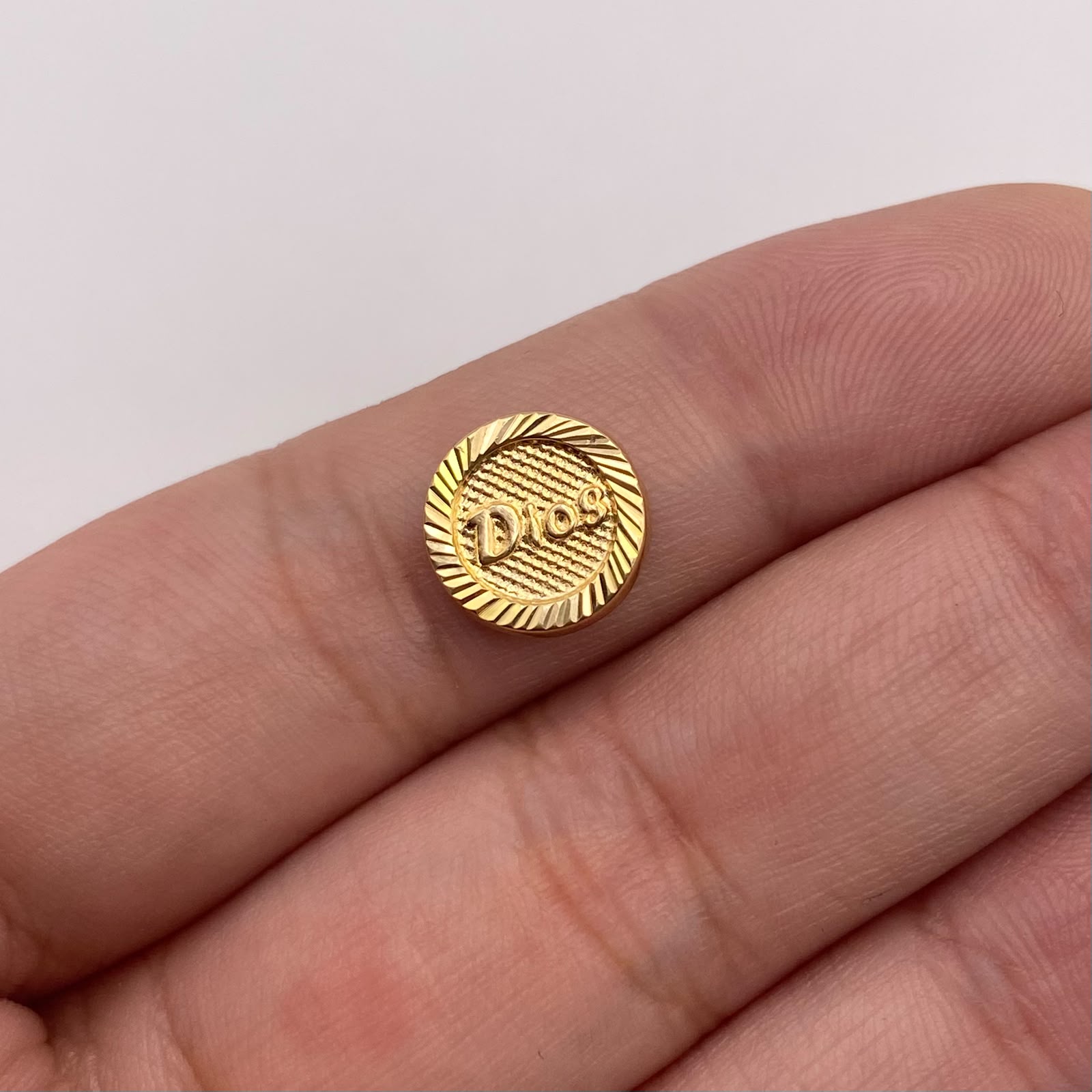 Herraje tambor Dios diamantado Oro amarillo 18k 0,54 Gr / 1 Cm