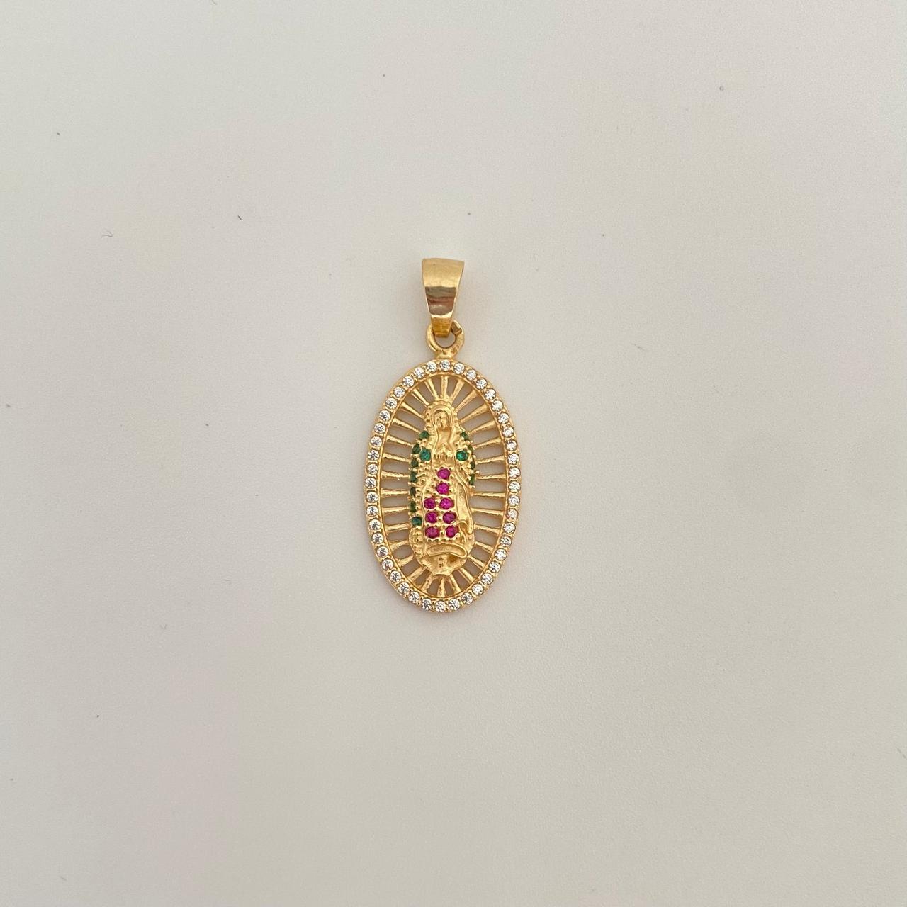 Dije virgen guadalupe colores ovalada casting Oro amarillo 18k 3,35 Gr / 3,0 Cm