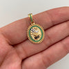 Dije Redondo Casting Verde San Miguel Arcangel Oro amarillo y Oro blanco 18k 2,8 Gr / 15,9 mm / 2,6 Cm
