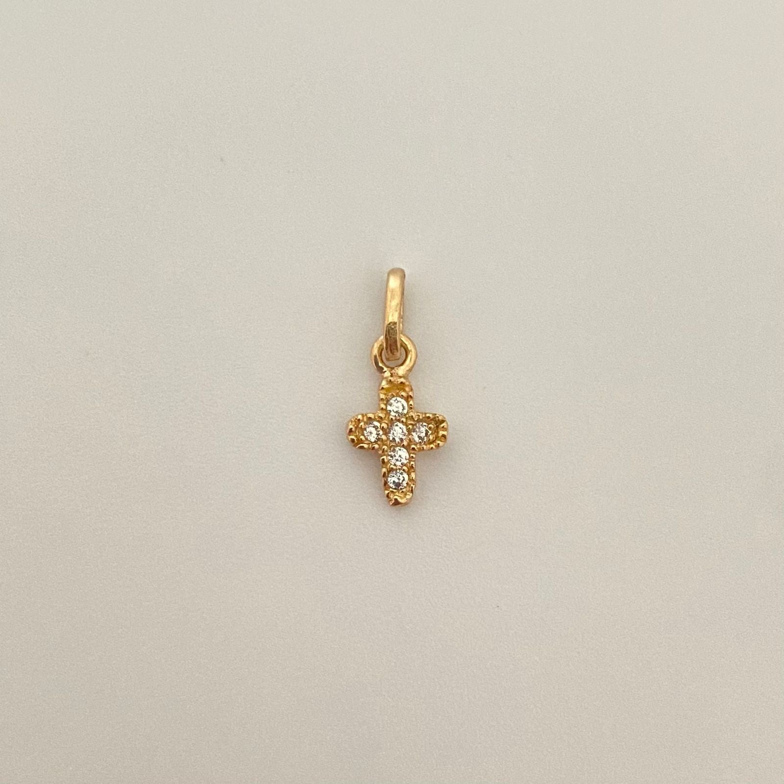 Dije cruz casting blanco puntas redondas Oro amarillo 18k 0,50 Gr / 1,5 Cm