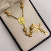 Rosario bola diamantada mate 6 y 8 virgen milagrosa  Oro amarillo 18k 28,30 Gr / 60 Cm