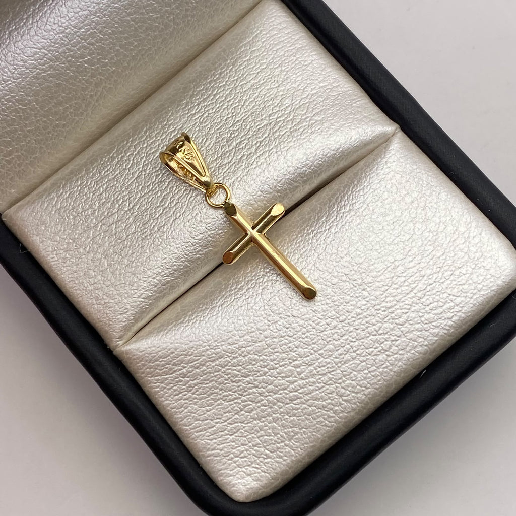 Dije Cruz tubular Oro amarillo 18k 0,4 Gr / 9,6 mm / 2,5 Cm