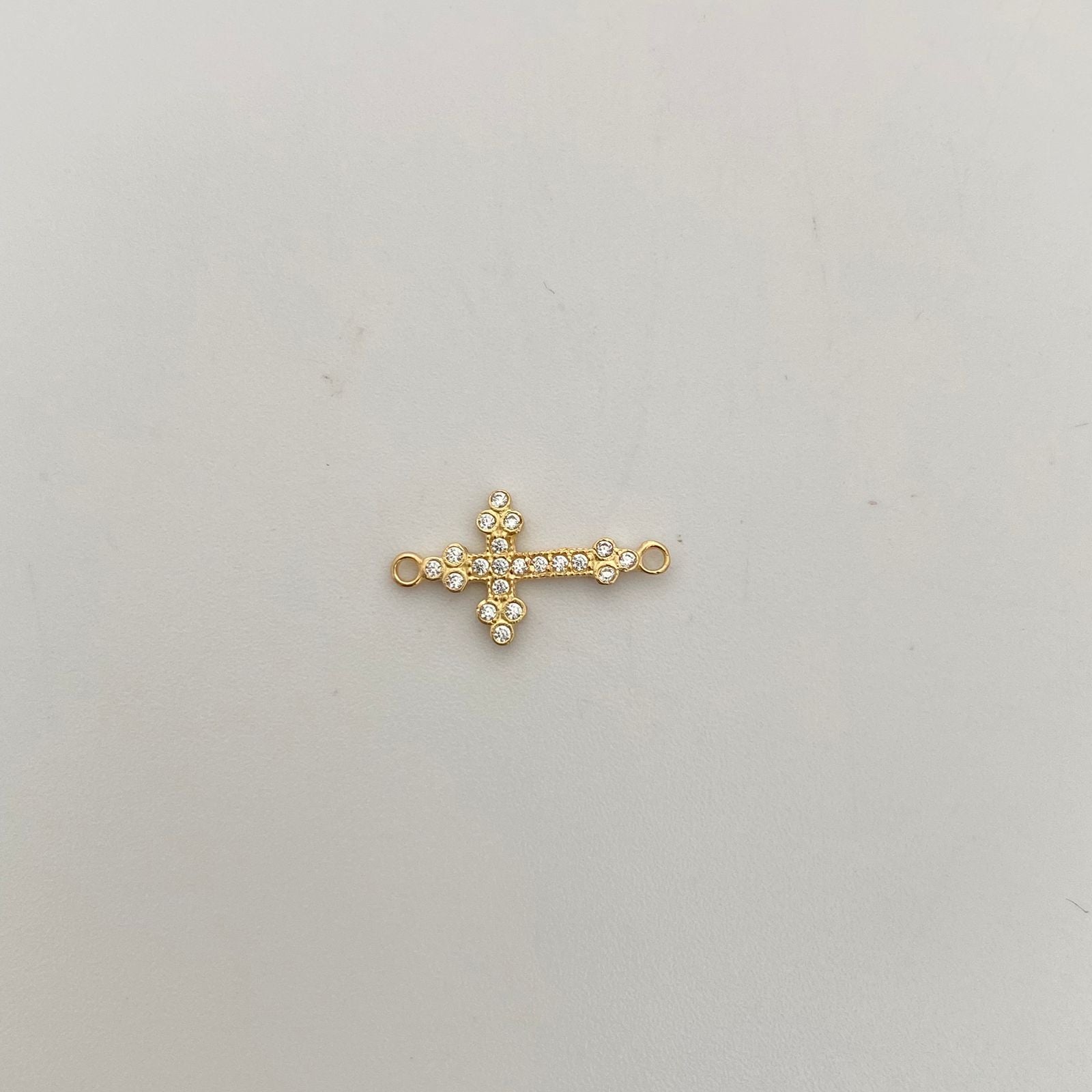 Herraje Cruz Casting Blanca Oro amarillo 18k 0,55 Gr / 1,6 Cm