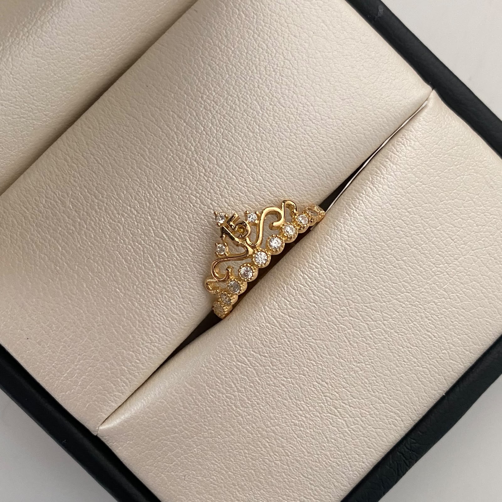 Anillo 15 Corona Casting Blanco Oro amarillo 18k / Talla 6 / 1,8 Gr