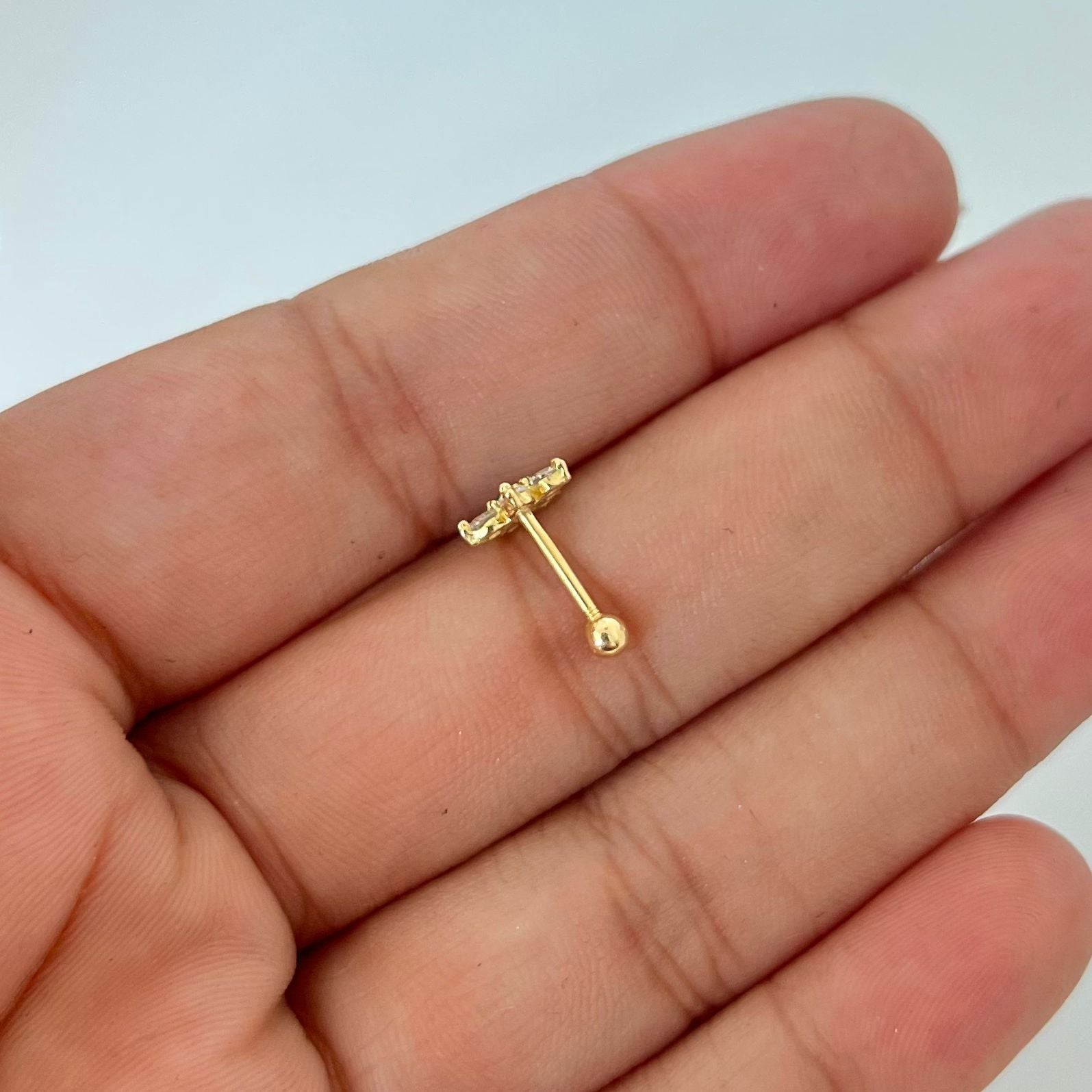 Piercing circon y estrella ( joya ) Oro amarillo 18k 0,8 Gr