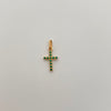 Dije Cruz Circulos Circon Verde Oro amarillo 18k 0,7 Gr / 9,8 mm / 2,2 Cm