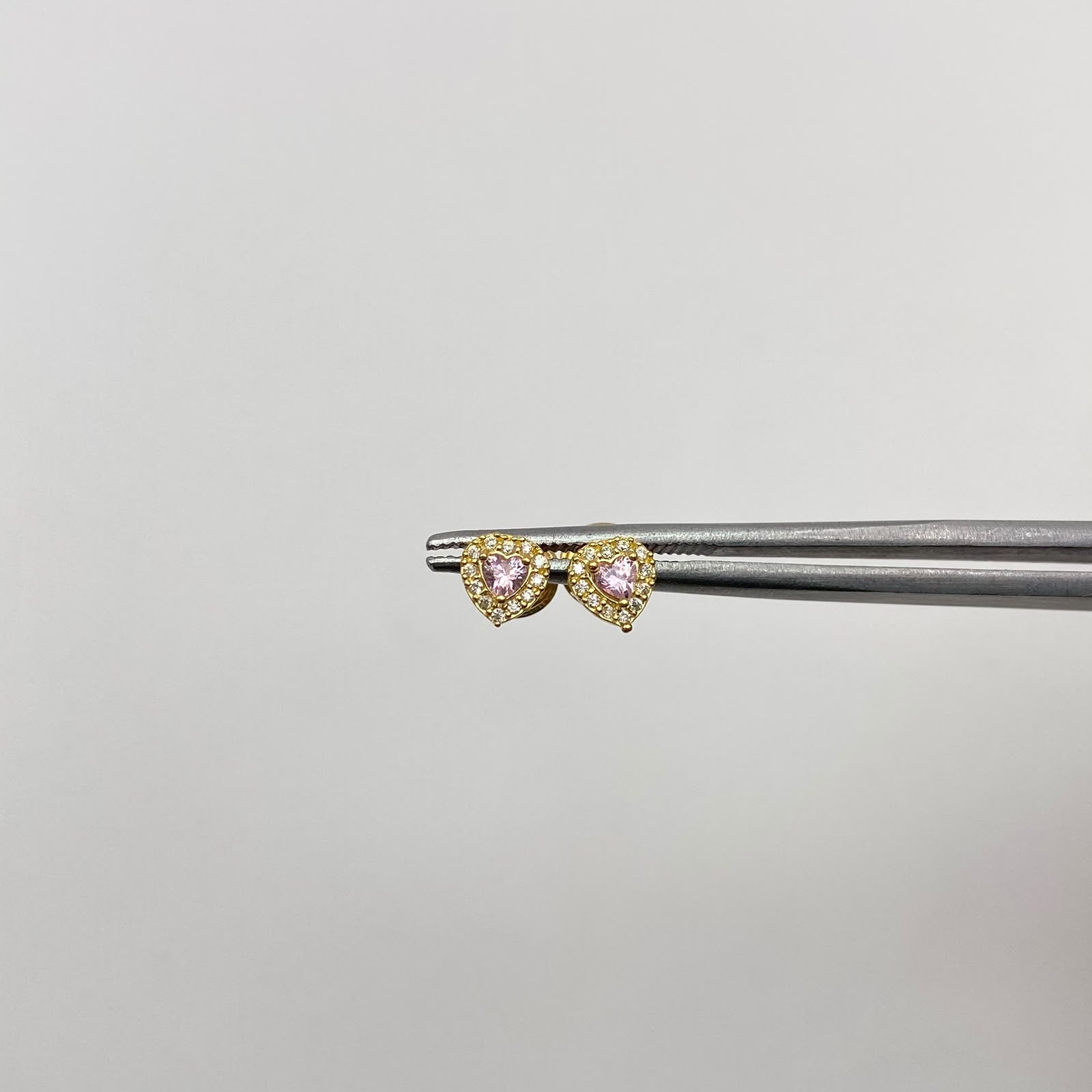 Topos corazón circón rosado y blancos Oro amarillo 18k 0,7 Gr / 5,2 mm