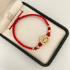 Pulsera tejida de herraje rx con bolas lisas 6mm y 3mm  Oro amarillo y Oro rosa 18k 3,65 Gr