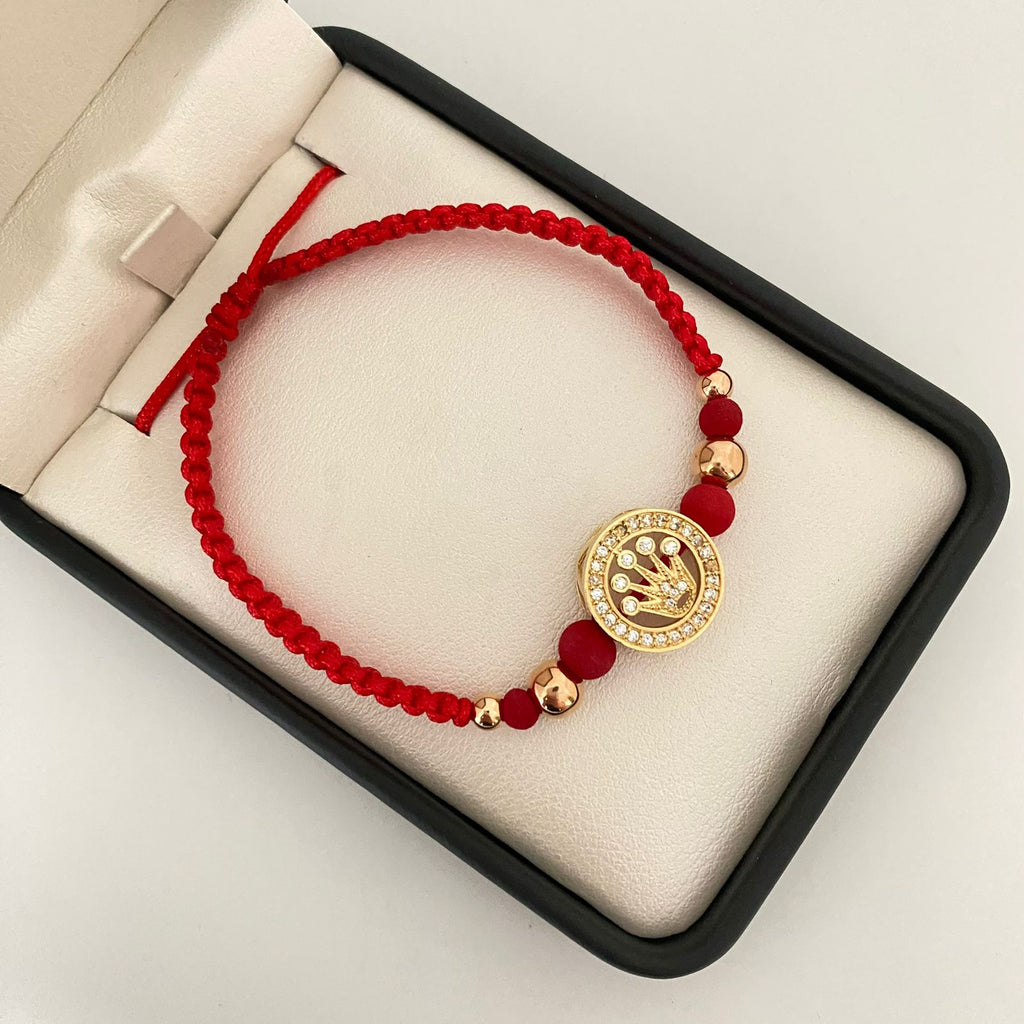 Pulsera tejida de herraje rx con bolas lisas 6mm y 3mm  Oro amarillo y Oro rosa 18k 3,65 Gr
