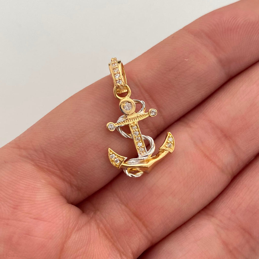 Dije Ancla Casting Blanco Oro amarillo y Oro blanco 18k 1,85 Gr / 13,5 mm / 2,5 Cm