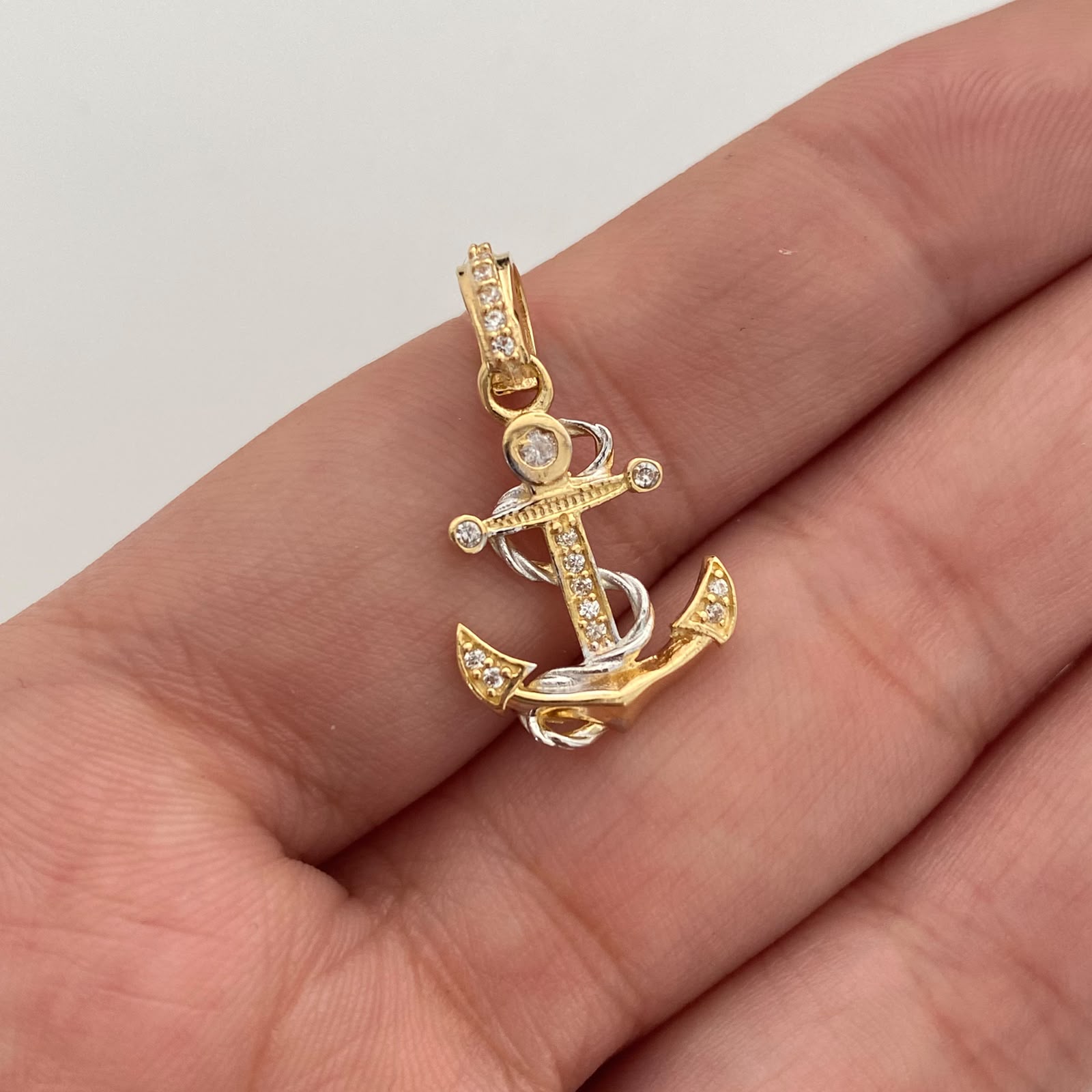 Dije Ancla Casting Blanco Oro amarillo y Oro blanco 18k 1,85 Gr / 13,5 mm / 2,5 Cm