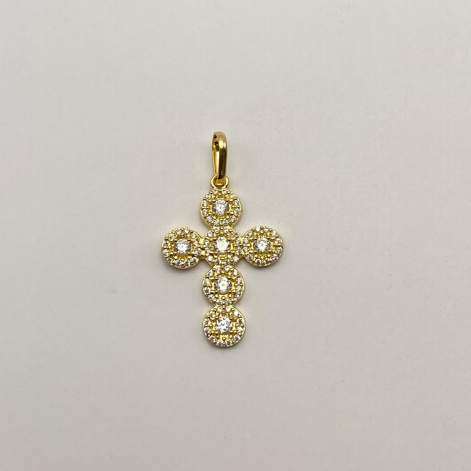 Dije Cruz Circulos Casting Blanco Oro amarillo 18k 2,5 Gr / 17,7 mm / 3 Cm