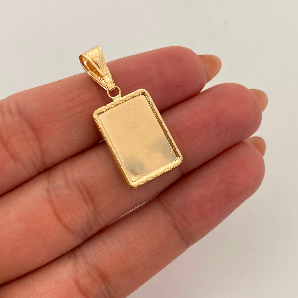 Dije Placa Fotograbado Oro amarillo 18k 1,65 Gr / 13,3 mm / 3 Cm