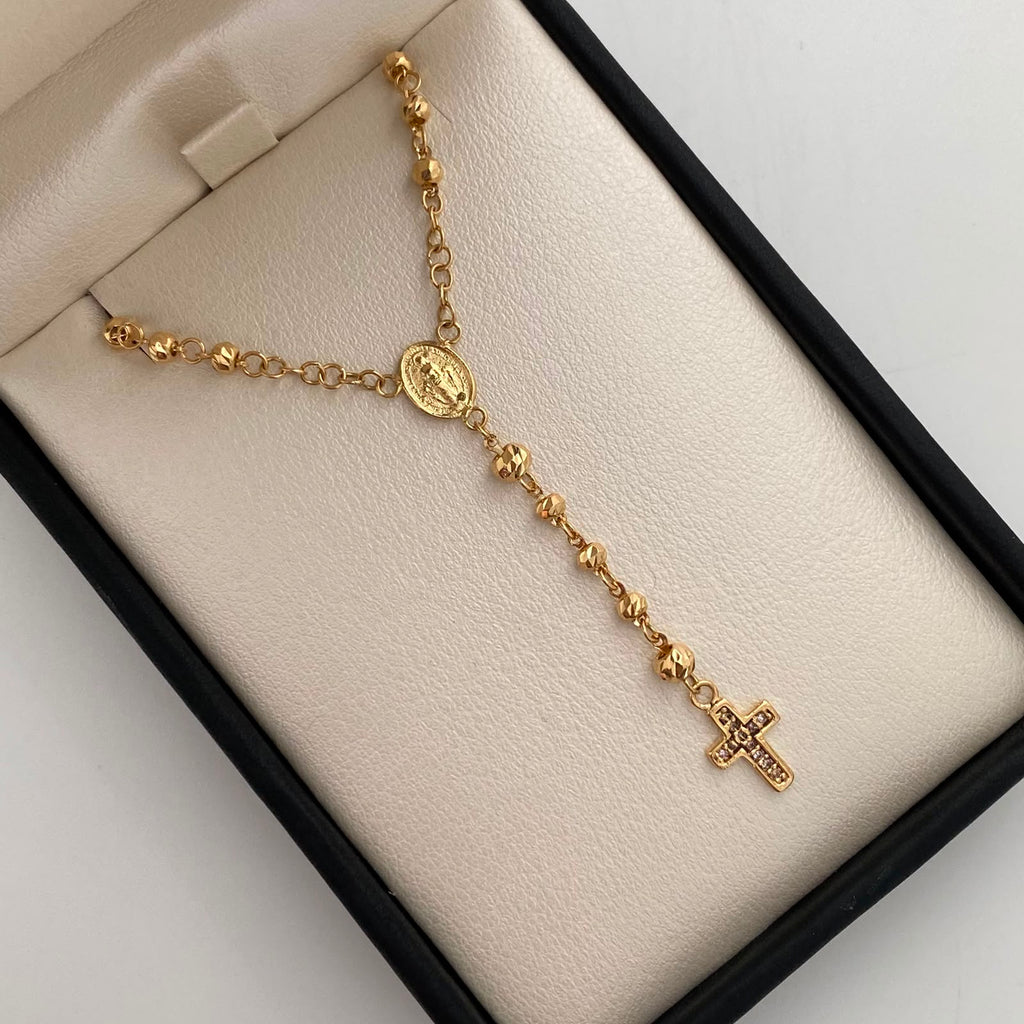 Rosario Bola Diamantada 3mm Tres oros 18k 6,90 Gr / 2,9 mm / 47 Cm Broche 0,30