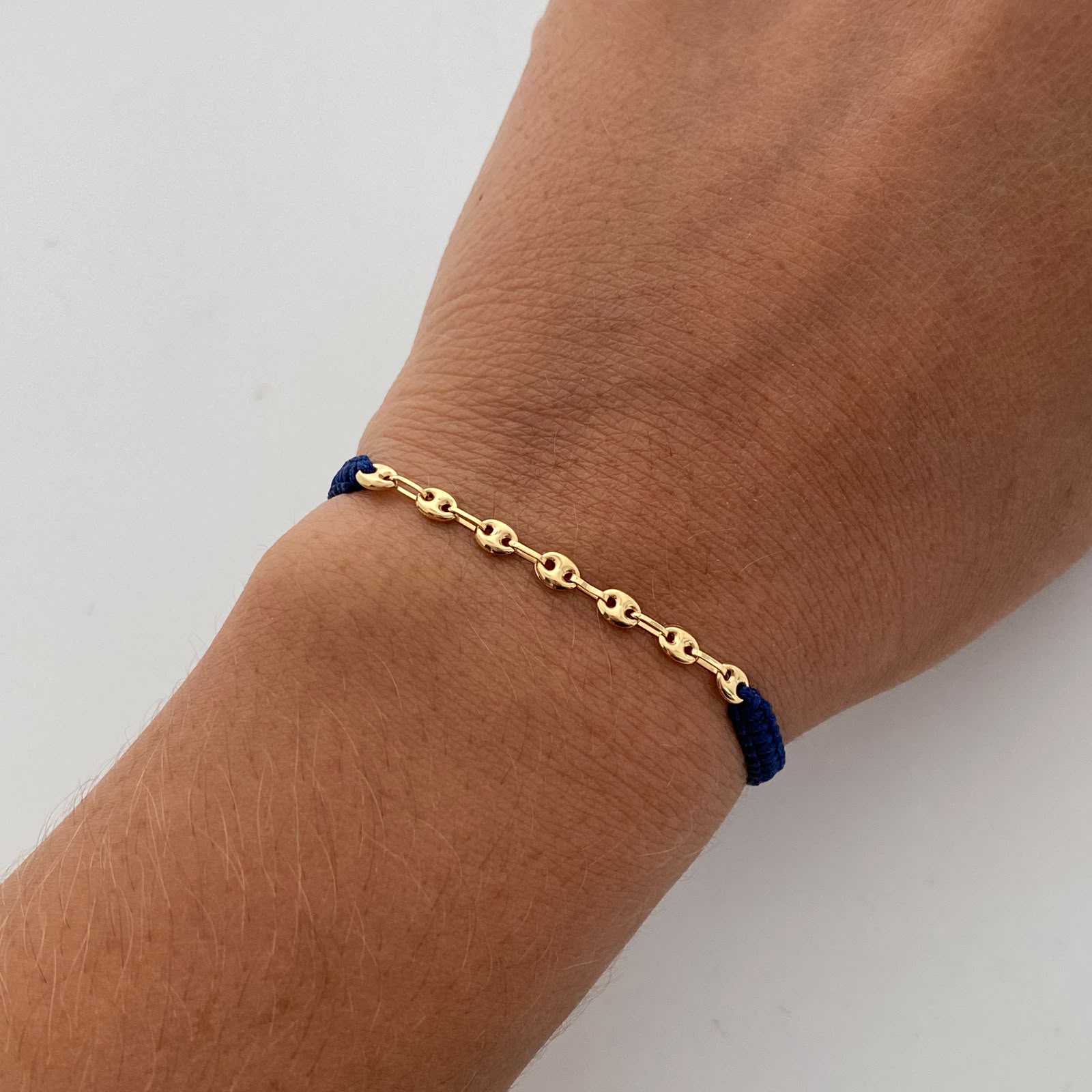 Pulsera tejida Gc Liso Azul Oro amarillo 18k 0,4 Gr