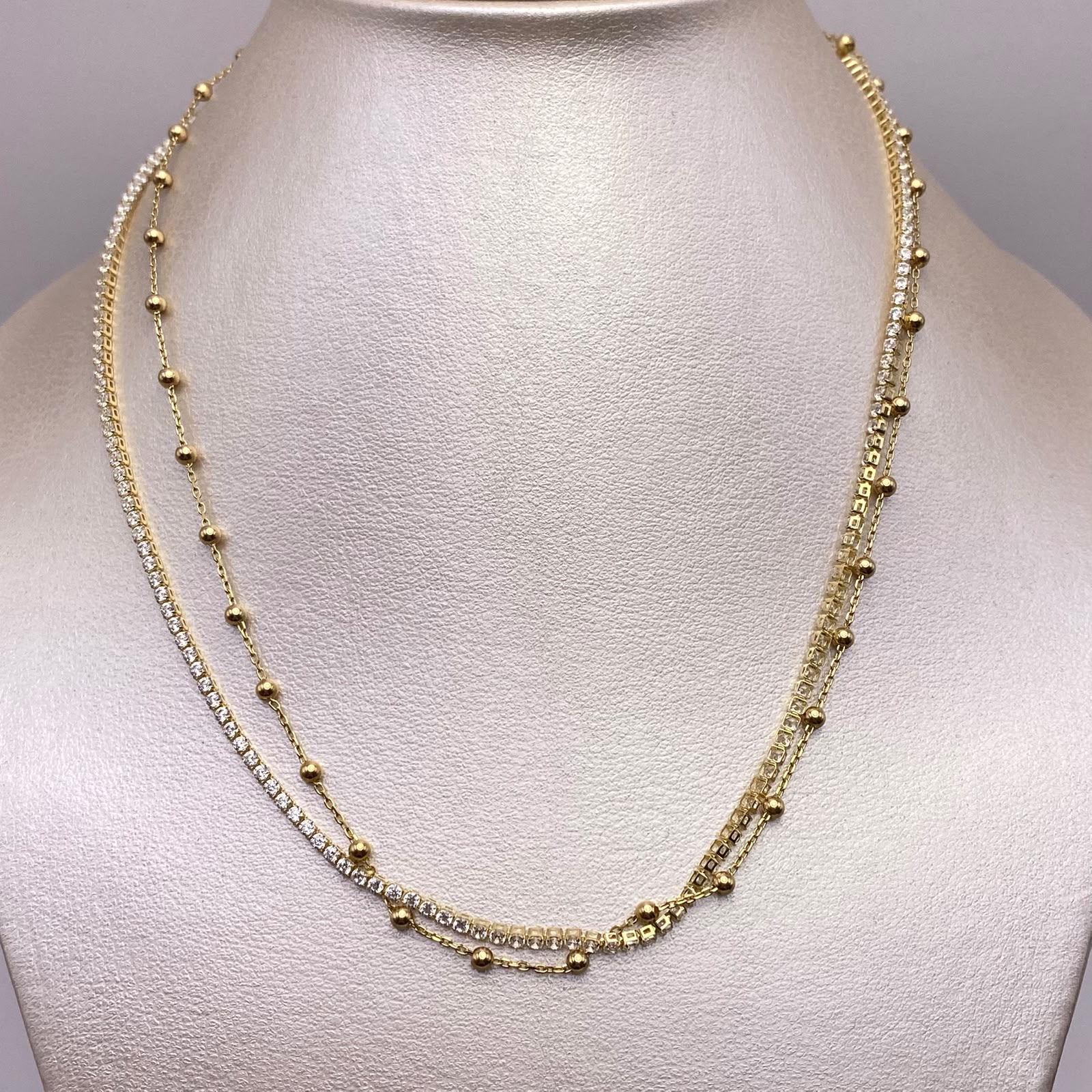 Cadena It tennis especial circones blancos Oro amarillo 18k 8,99 Gr / 4,3 mm / 45 Cm