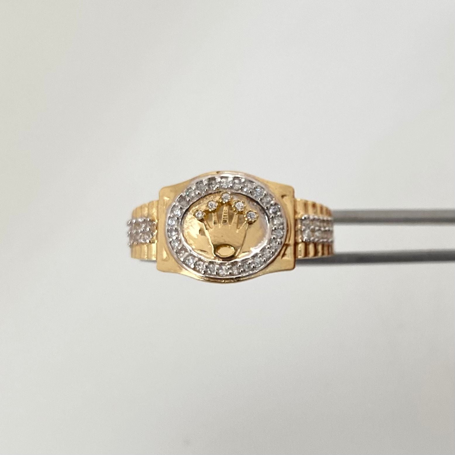 Anillo corona rx casting blanco Oro amarillo 18k / Talla 10 1/4 / 4,35 Gr