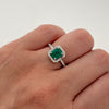 Anillo solitario con esmeralda cuadrada y diamantes con 0.27ct  Oro blanco 18k / Talla 6 1/2 / 3 Gr