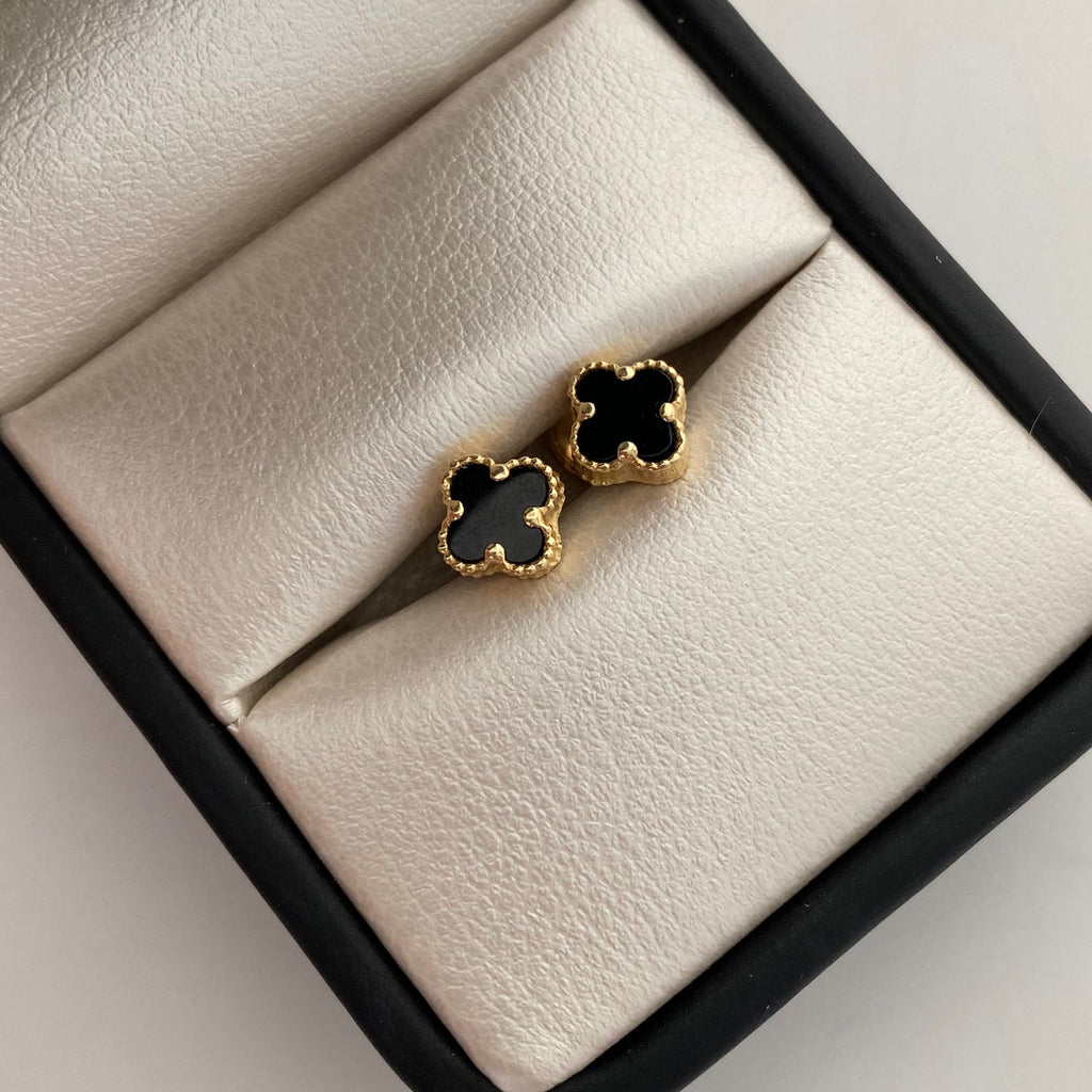 Topos Trebol Vc Negro Oro amarillo 18k 1,45 Gr / 6,3 mm