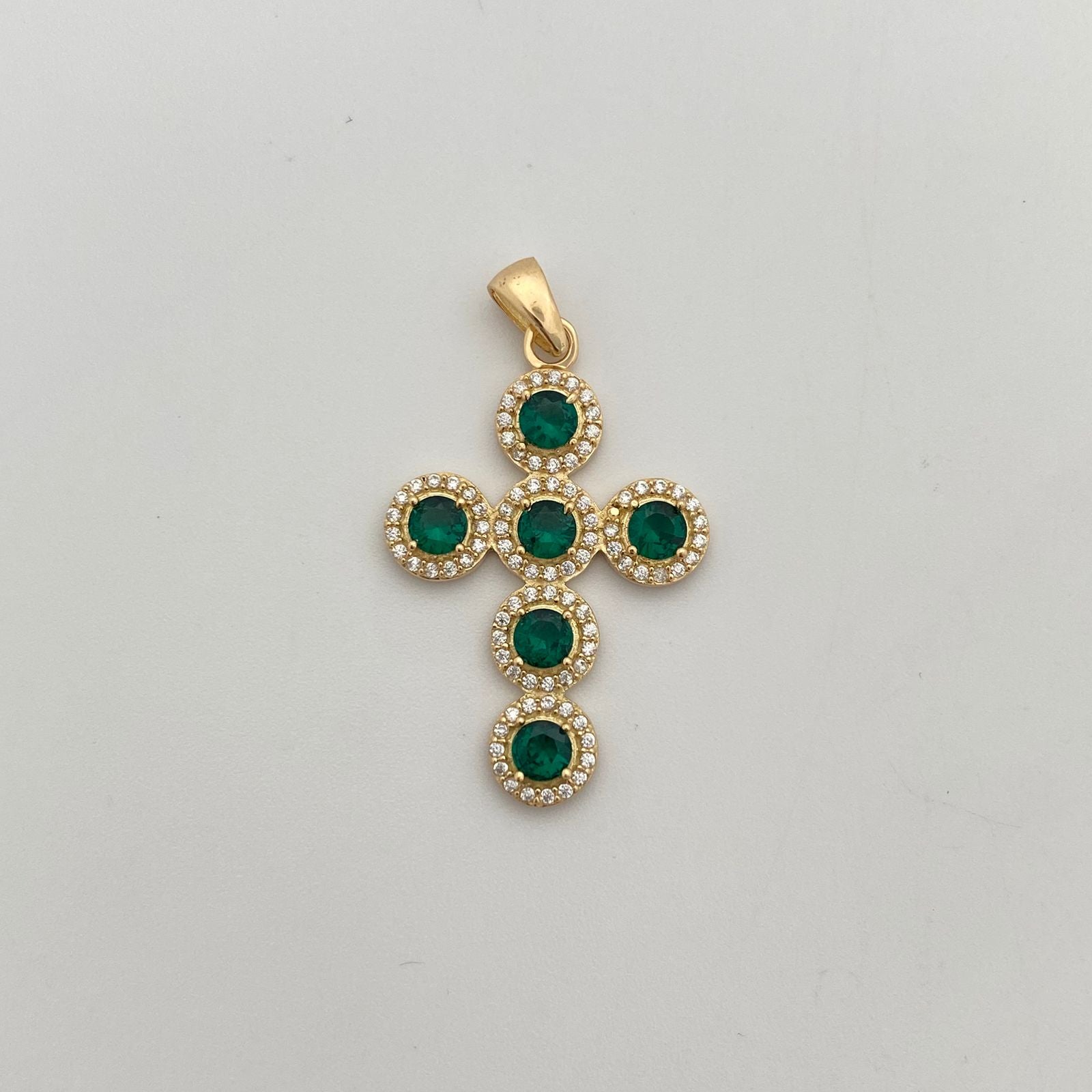 Dije Cruz Casting Verde Oro amarillo 18k 3,85 Gr / 21,9 mm / 4 Cm