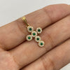Dije circulos circoines verdes y blancos Oro amarillo 18k 1,6 Gr / 13,2 mm / 2,5 Cm