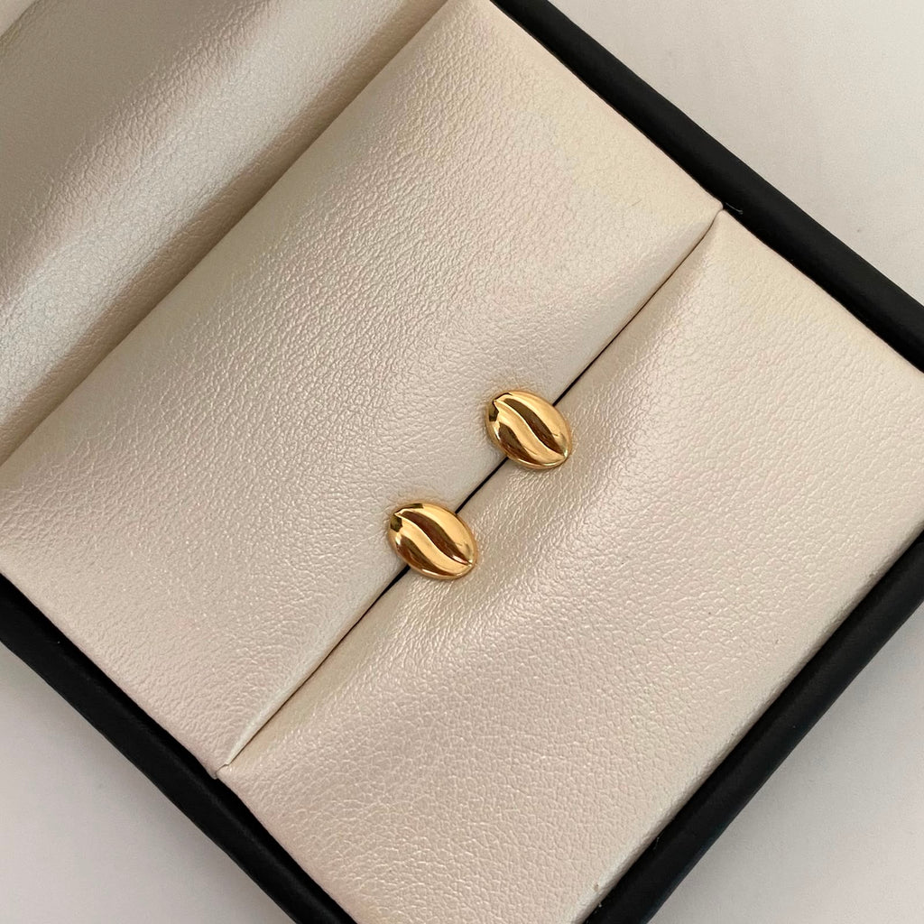 Topos grano de cafe liso  Oro amarillo 18k 0,6 Gr / 6 mm