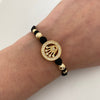 Pulsera tejida de herrraje rx con bolas diamantadas 6mm y 3mm  Oro amarillo 18k 3,8 Gr