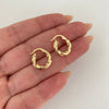 Candonga melcocha lisa y diamantada Oro amarillo 18k 1,4 Gr / 1,5 Cm