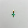 Dije mini cruz circones verdes Oro amarillo 18k 0,5 Gr / 6,4 mm / 1,5 Cm