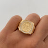 Anillo San benito circones blanco Oro amarillo 18k / Talla 9 1/4 / 13,45 Gr