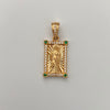 Dije Rectangular Casting Verde y blanco San Judas Oro amarillo 18k 3,25 Gr / 11,6 mm / 2,6 Cm