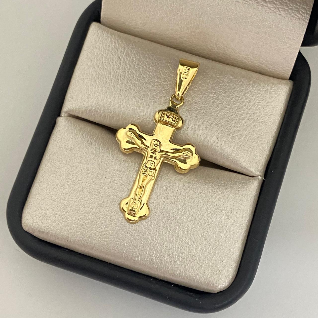 Dije cruz cristo fondo liso Oro amarillo 18k 1,6 Gr / 3,7 Cm