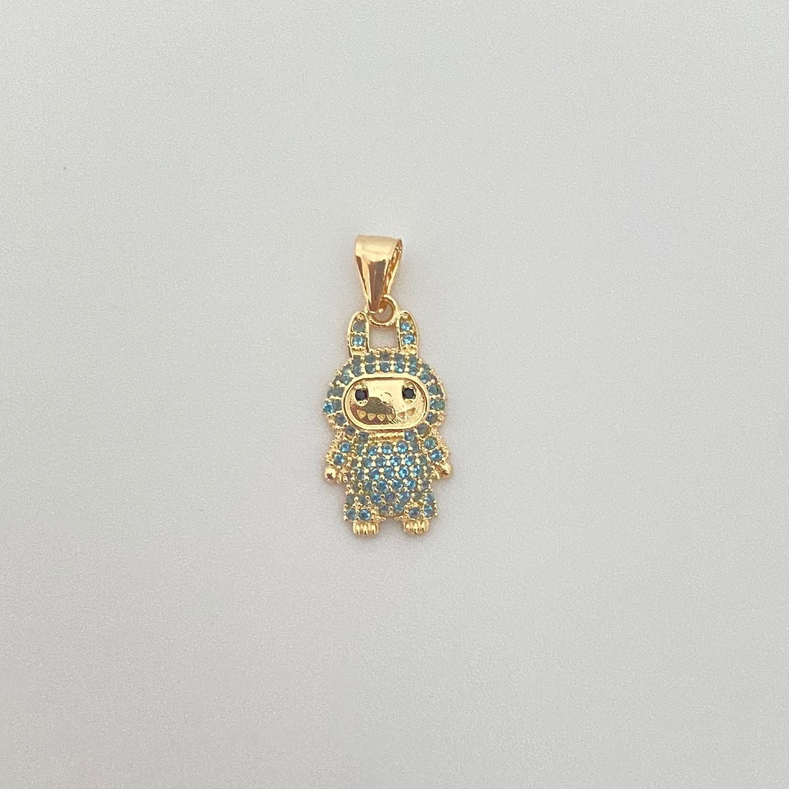 Dije caricatura LB casting azul Oro amarillo 18k 1,30 Gr / 2,1 Cm