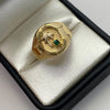 Anillo Plamera Circon Oro amarillo y Oro blanco 18k / Talla 10 1/2 / 3,7 Gr / 4,5 mm