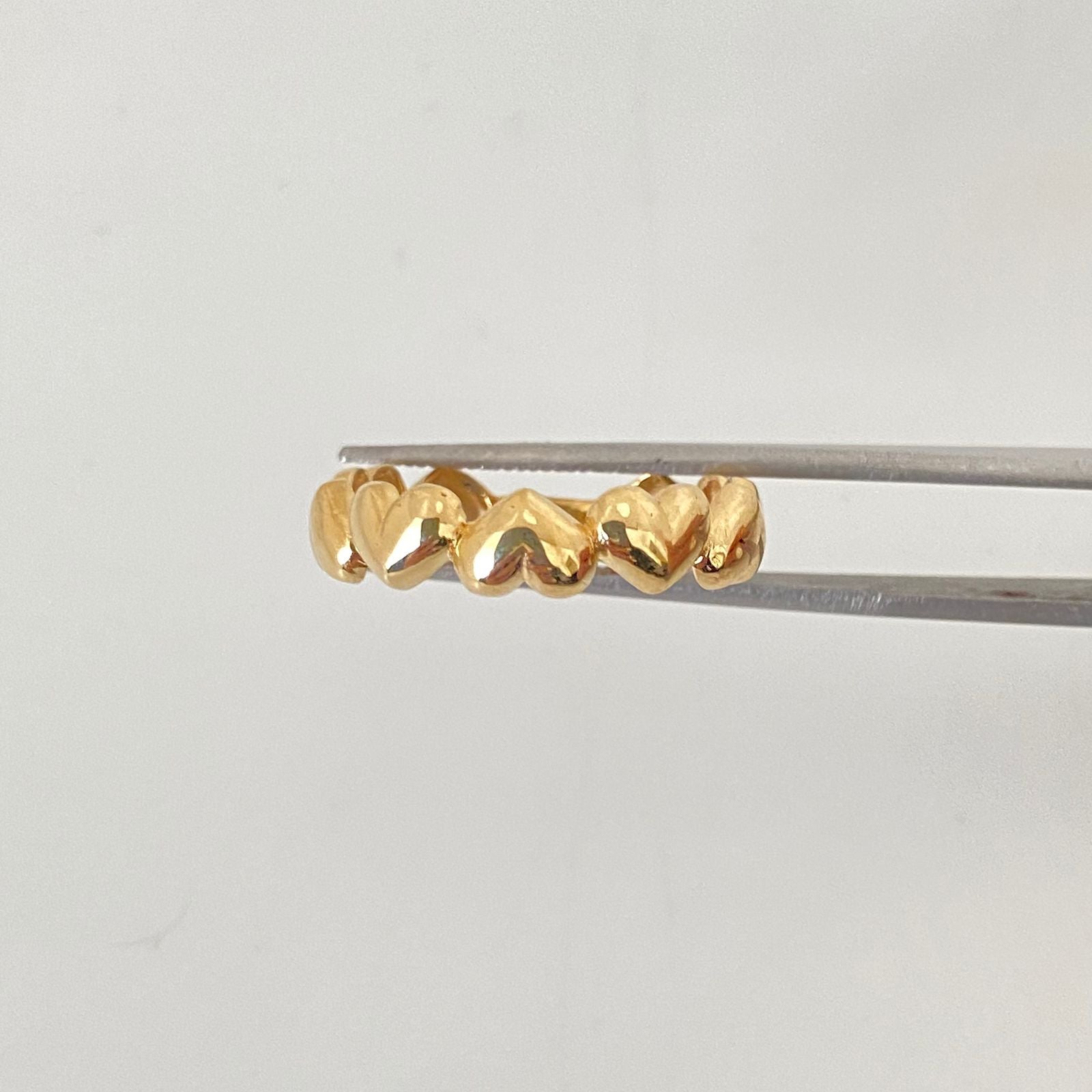 Anillo de corazones inflados  Oro amarillo 18k / Talla 7 1/2 / 2,1 Gr