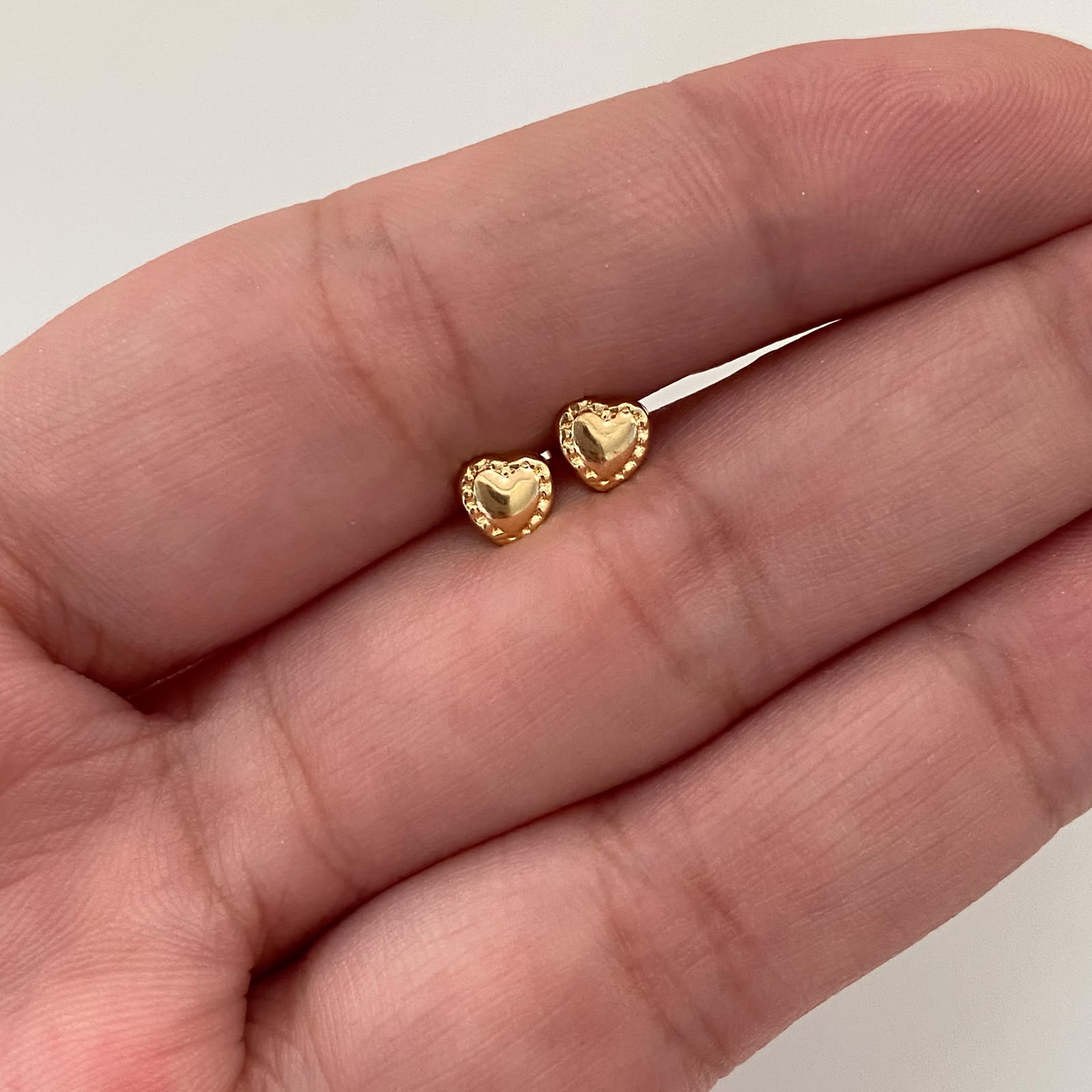 Topos corazon inflado borde punticos Oro amarillo 18k 0,45 Gr / 5 mm