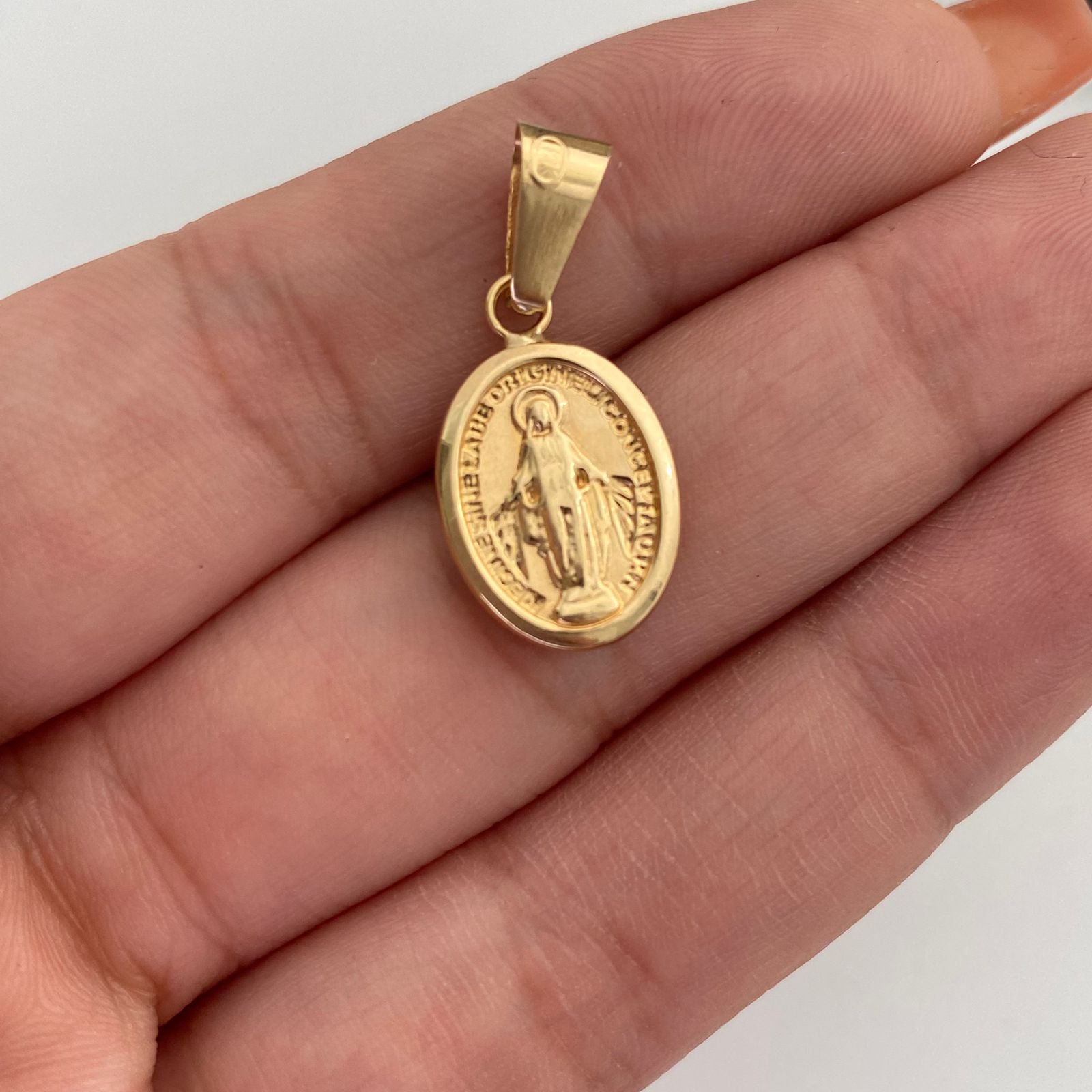 Dije Virgen Milagrosa Oro amarillo 18k 1,1 Gr / 11,8 mm / 2,5 Cm